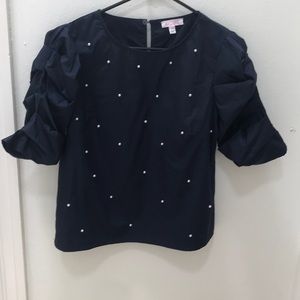 Ruffle Navy Top